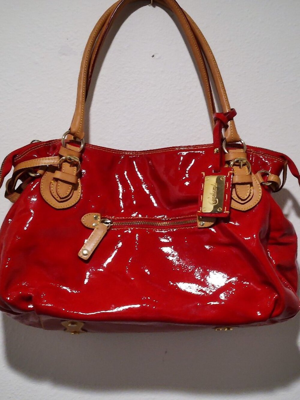 Cavalcanti red leather satchel bag